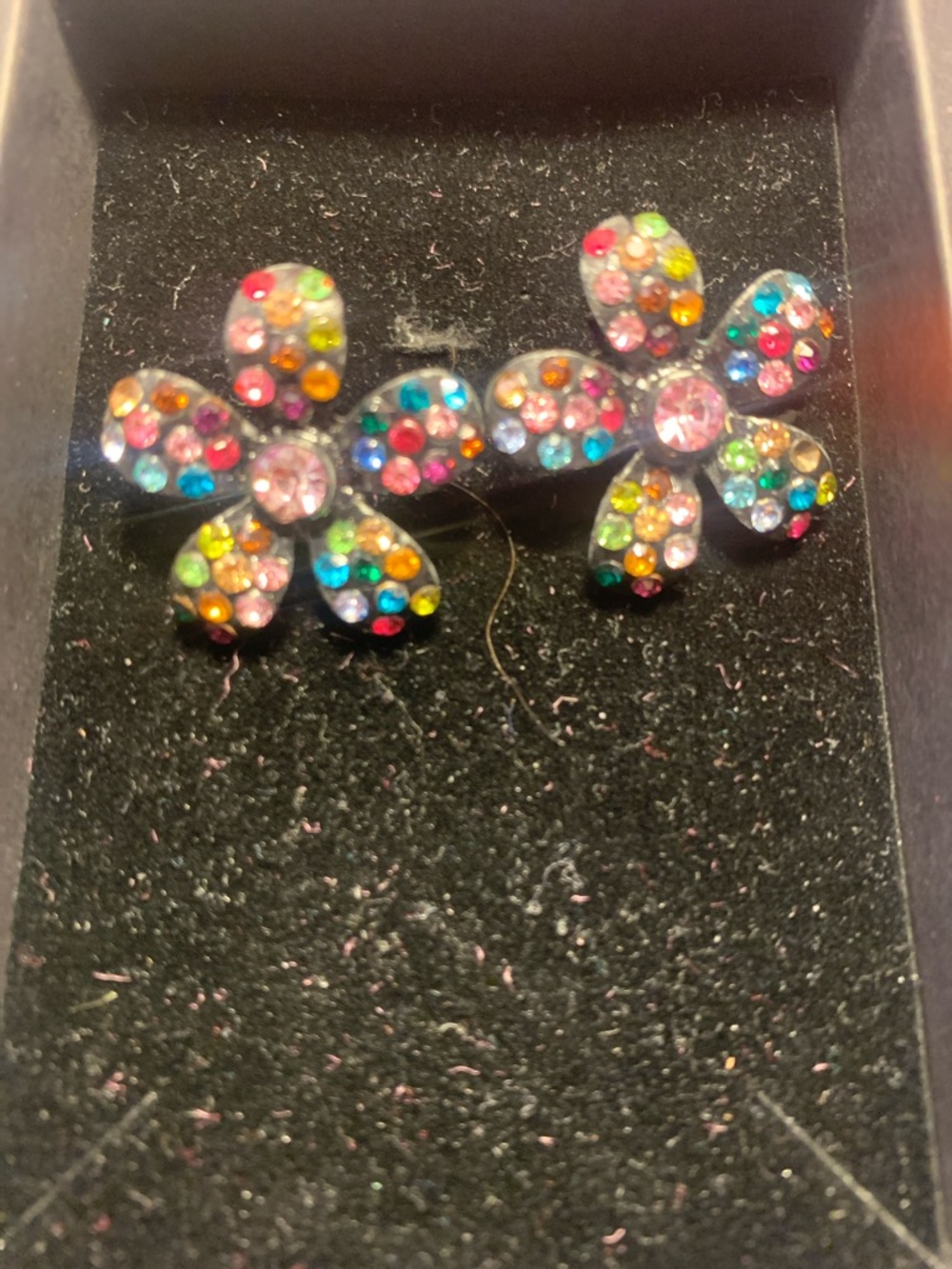 Multicolor Crystal Flower Stud Earrings